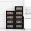 Armoire de rangement pliable, bacs en plastique noirs de 24 po de largeur - conception pliante, fermeture magnétique, roulettes de mobilité, matériau PP épaissi, parfait pour l'organisation de la maison / dortoir / salle de jeux
