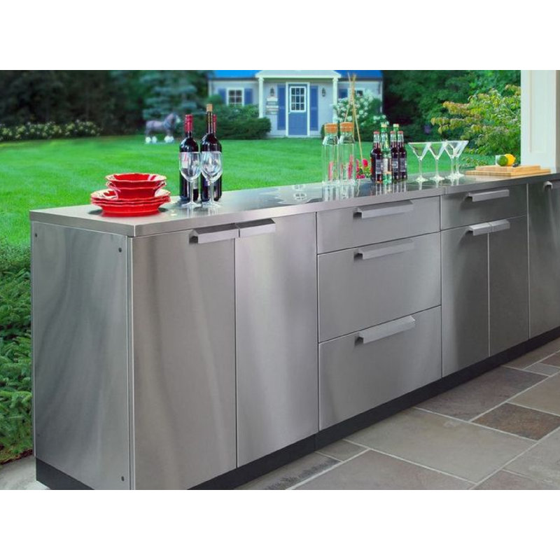 Outdoor Kitchen Stainless Steel Countertop, 1.25" H x 32" W x 24" D