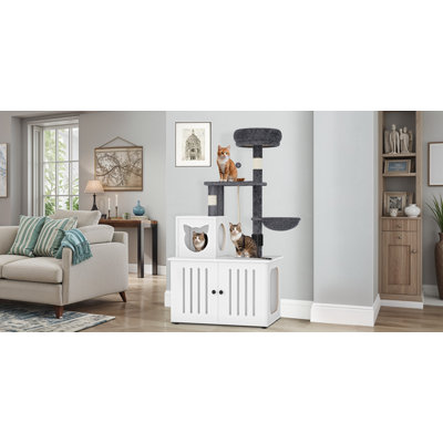 Modern 2‑in‑1 Cat Tree With Hidden Versatile Enclosure