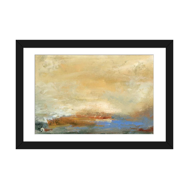 «Coast View I» par Sharon Gordon, reproduction d'art sur toile tendue, H 24 po x l 32 po x P 1 po, Papier d'art encadré noir