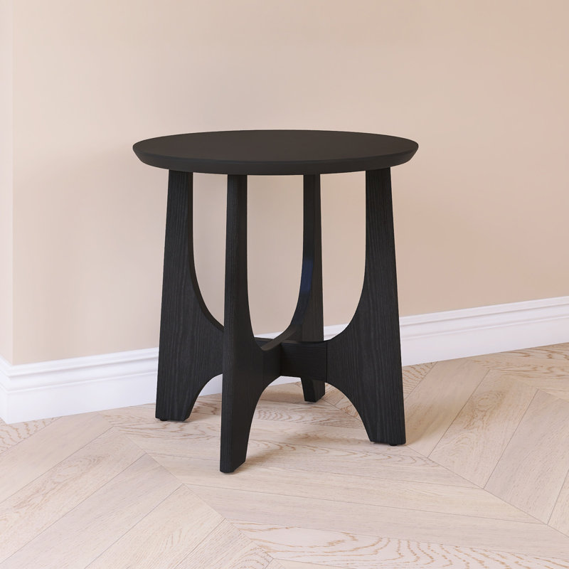 Table basse ronde pour le salon, H 24 po x l 25 po x P 25 po, Noir, noir, noir, noir