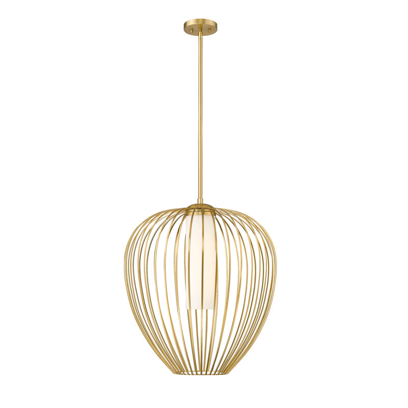 Luminaire suspendu 1 lumière Burakcan, H 106,5 po x l 22 po x P 22 po, Or moderne