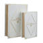 Ensemble de 2 boîtes de rangement en simili-livre, similicuir blanc, accent doré