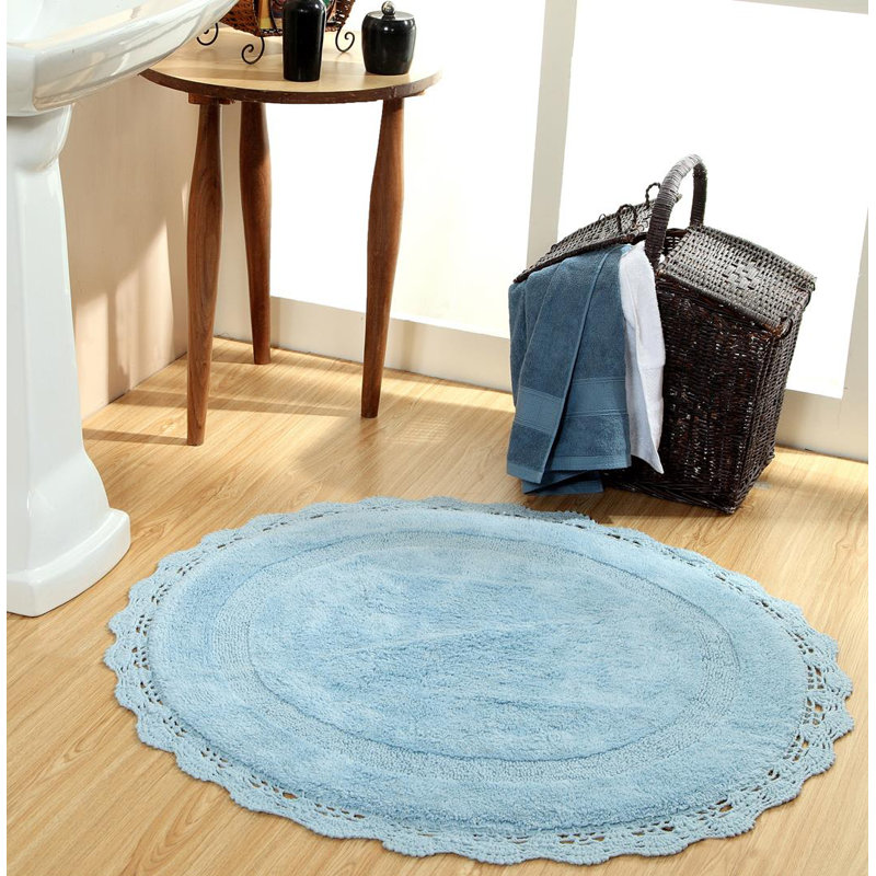 Tapis pour salle de bain Wingert, l 36 po x L 36 po, Bleu pastel