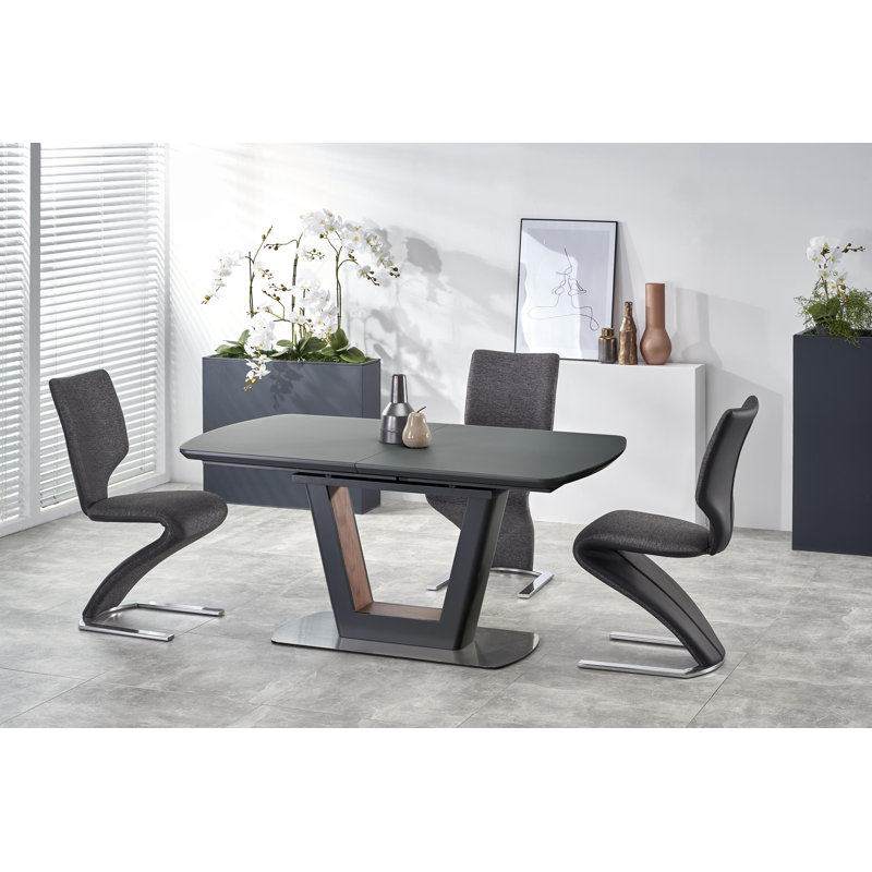 Akshata Metal Base Dining Table, Anthracite