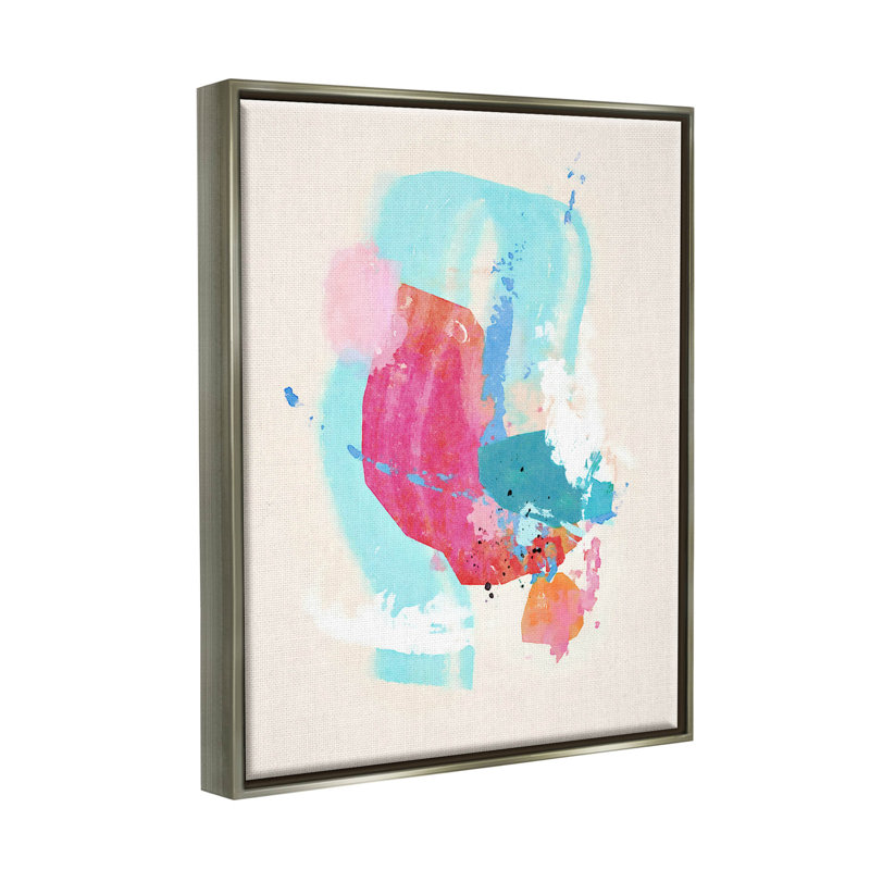 Art abstrait giclée encadrée par Suzanne Nicoll, H 31 po x l 25 po x P 1,7 po, Cadre flottant gris lustré