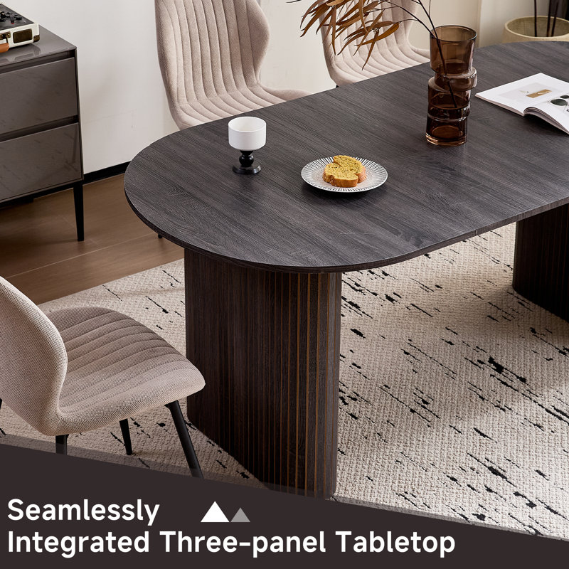 70.8" Oval Dining Table For 4, Modern Farmhouse Kitchen Table For 6, Rustic Large Dinner Table For Dining Reception Room