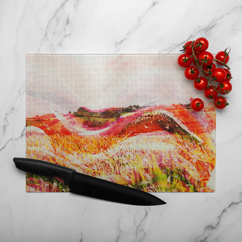 Wheat Field Paint Glass Chopping Board, 40cm L x 28cm W