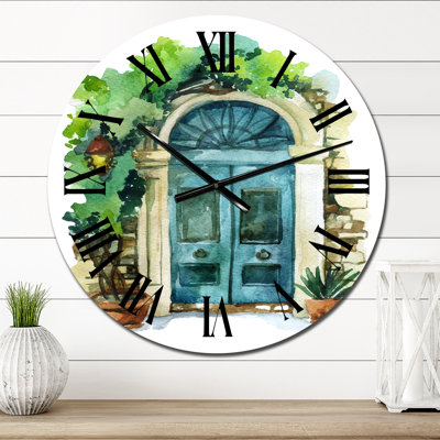 Old Rustic Blue Door - Vintage Wall Clock