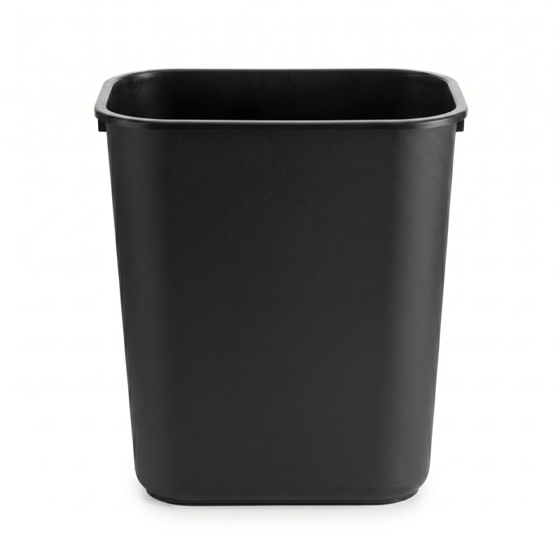 7 Gallon Beige Rectangular Commercial Plastic Wastebasket | Set of 2, Noir
