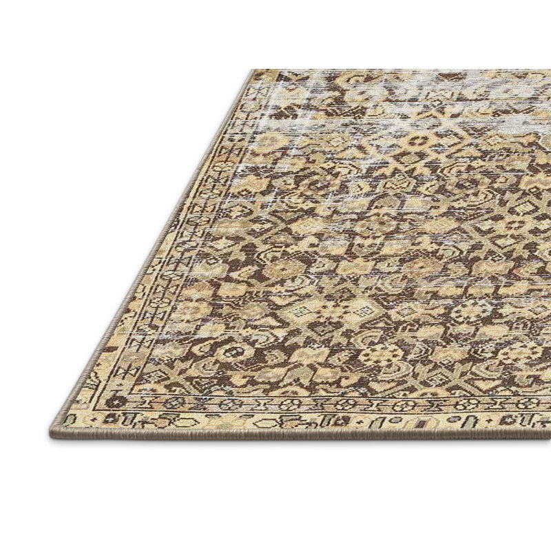 Tapis traditionnel brun / beige Kirkenes, Rectangle 7 pi x 10 pi