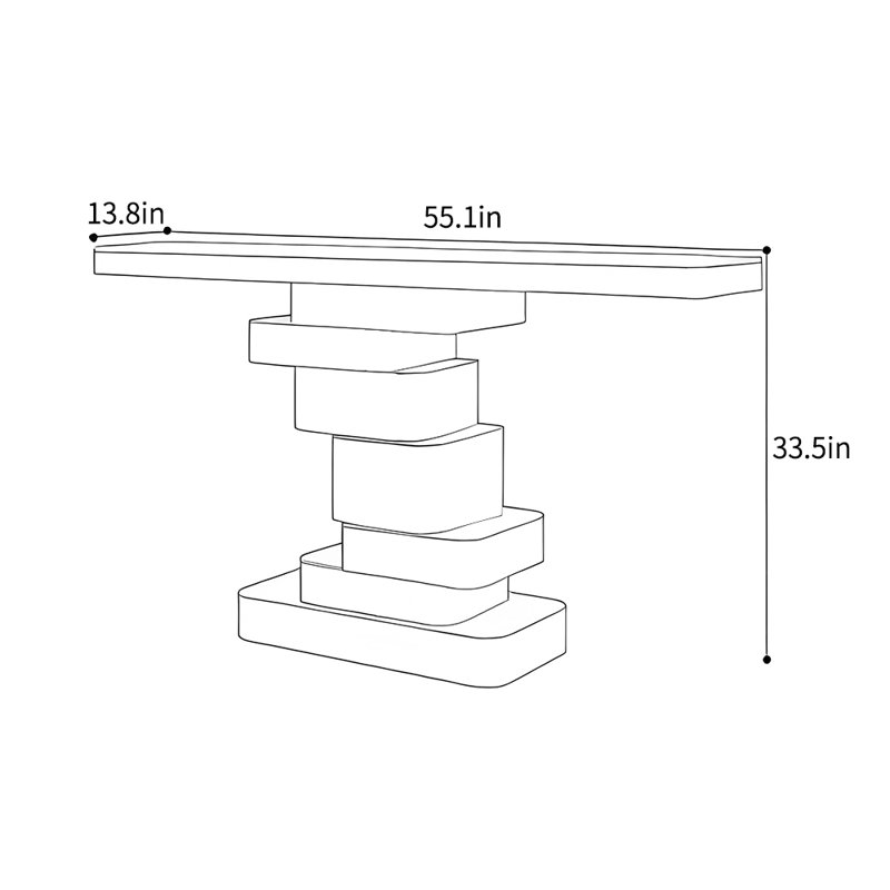 Console simple de style italien, H 33,5 po x l 55,1 po x P 13,8 po, Noir