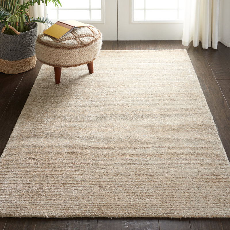 Tapis touffeté à la main beige Mevlude, Rectangle 3 pi 9 po x 5 pi 9 po