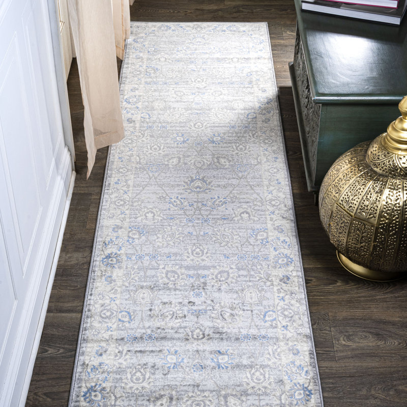 Modern Persian Vintage Moroccan Traditional Gray/Blue Rug, Runner 2'3" x 8'