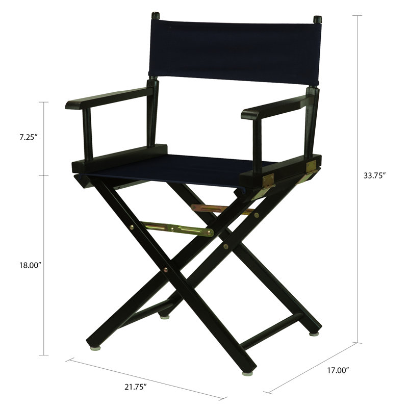 18" Folding Director Chair, Navy Blue, Black
