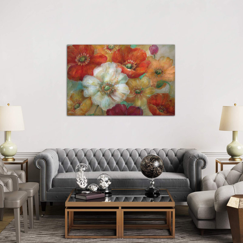 Poppycentric - Wrapped Canvas Painting, 152.5 cm H x 101.5 cm W
