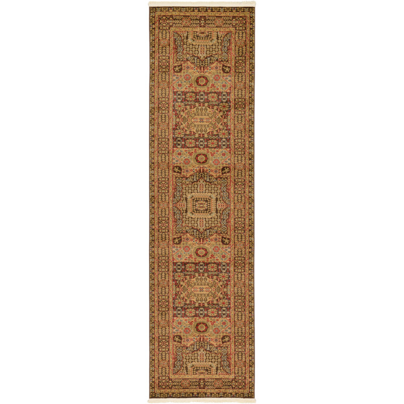Tapis oriental beige / rouge Ophelia, Tapis de couloir 2 pi 7 po x 10 pi