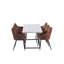 Eatonton 6 Person Dining set - a Rectangular Extendable Dining Table with Metal Legs and a Set of 6 Faux Leather Dining Chairs for Dining Room - Modern Dining Table Set-146648210-146648211