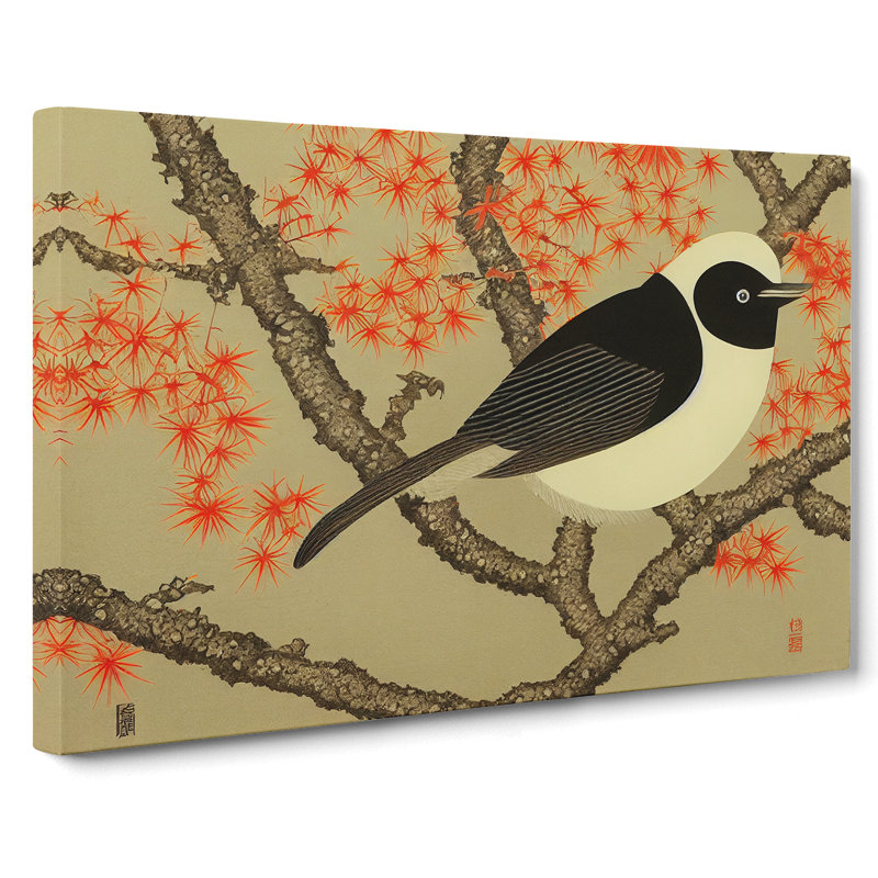 Japanese Bird - Wrapped Canvas Painting, 35cm H x 50cm W x 3cm D
