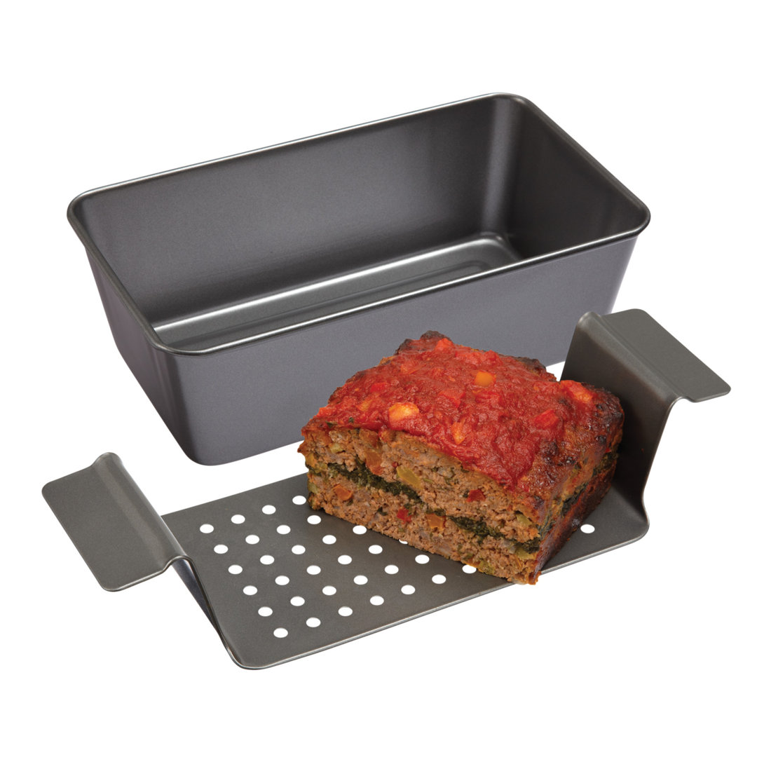Chicago Metallic 2-Piece Non-Stick Healthy Meatloaf Pan Chicago Metallic