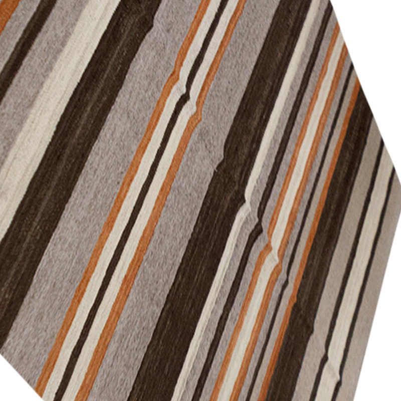 High-Quality Hand-Knotted Orange And Brown Area Rug