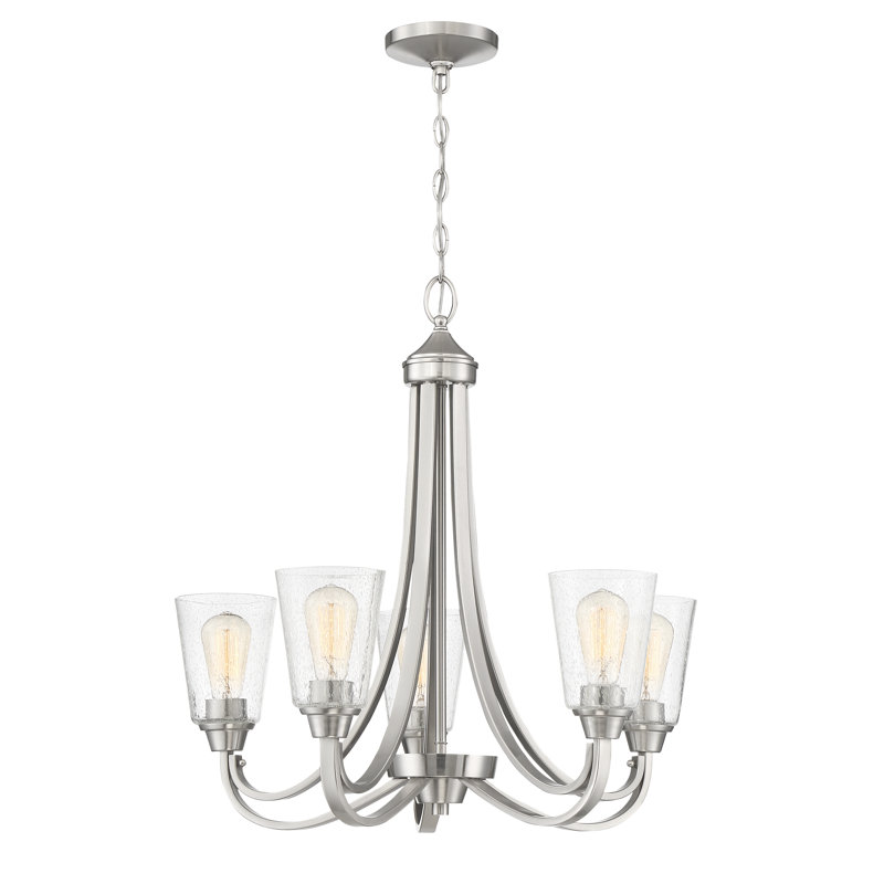 Ozcan   5 - Light Dimmable Empire Chandelier, Brushed Polished Nickel