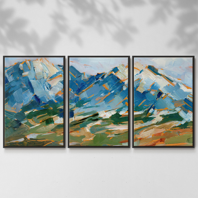Blue Mountain Peaks I 3 pièces, Noir, H 24 po x l 48 po x P 2 po