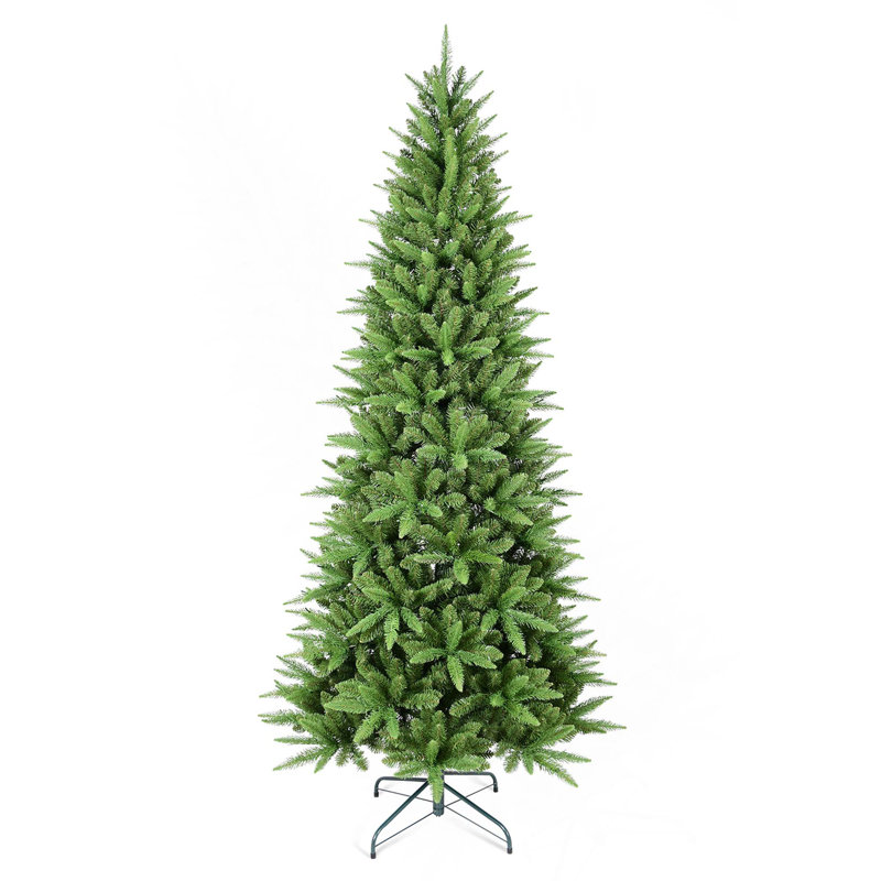 Arbre de Noël à charnière mince avec branches en PE + PVC et support en métal stable, 7.5'