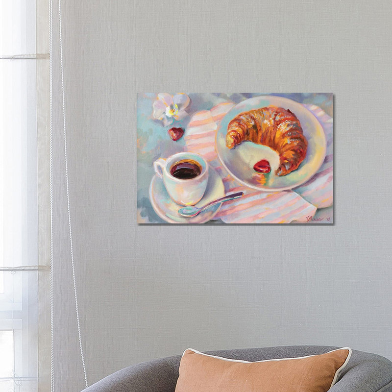 Breakfast With Croissant by Katharina Valeeva - Wrapped Canvas Painting, 66.04 cm H x 45.72 cm W x 3.175 cm D