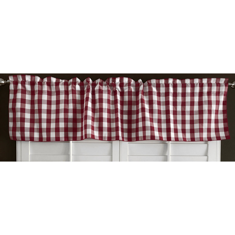Cantonnière sur mesure l 58 po Haideh Gingham, L 58 po x L 14 po, Bourgogne