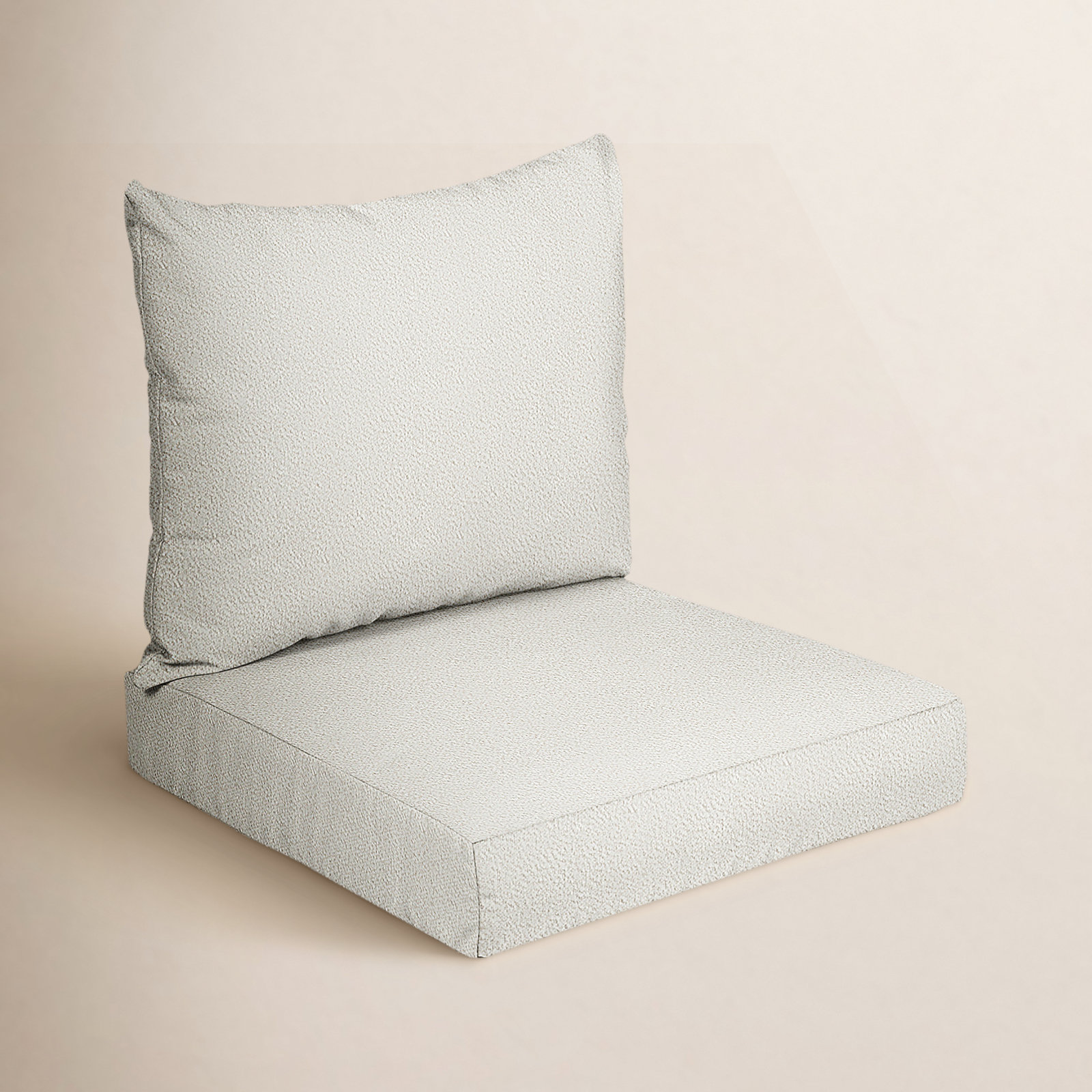  Indoor/Outdoor Seat/Back Cushion, Ivory, 25 in W x 25 in D x 5 in H