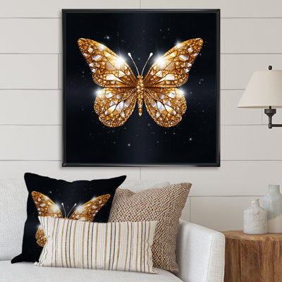 «Black and Gold Diamonds Butterly III» sur impression sur toile