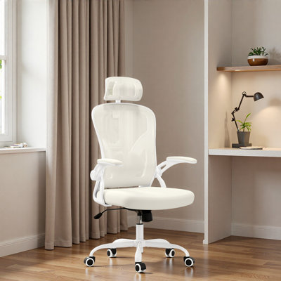 Chaise de bureau ergonomique, chaise de bureau avec appui-tête, chaise d'ordinateur à haut dossier avec accoudoirs et support lombaire réglable pour la salle d'étude de bureau à domicile