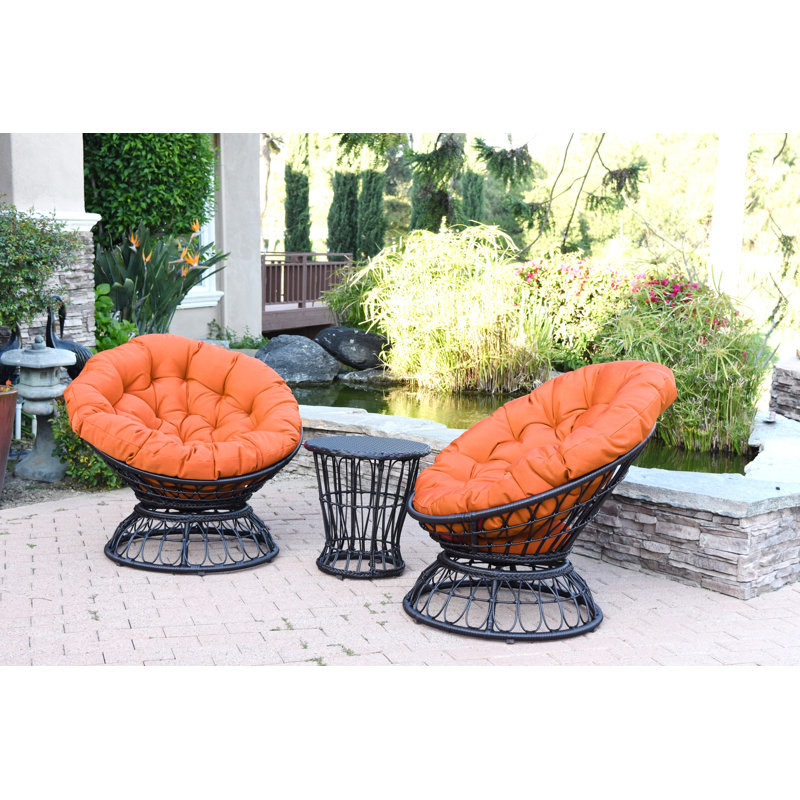 Barrigan 2 - Person Patio Conversation Set with Cushions, Orange