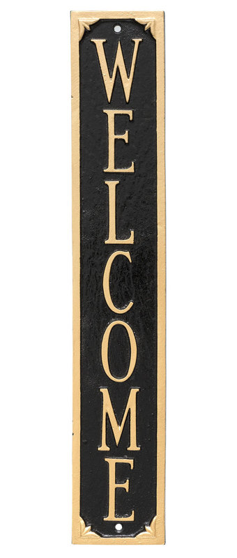 Plaque de jardin « welcome » Bodhisattva, Noir / or