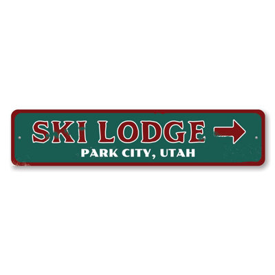 Panneau de flèche en aluminium personnalisé Ski Lodge