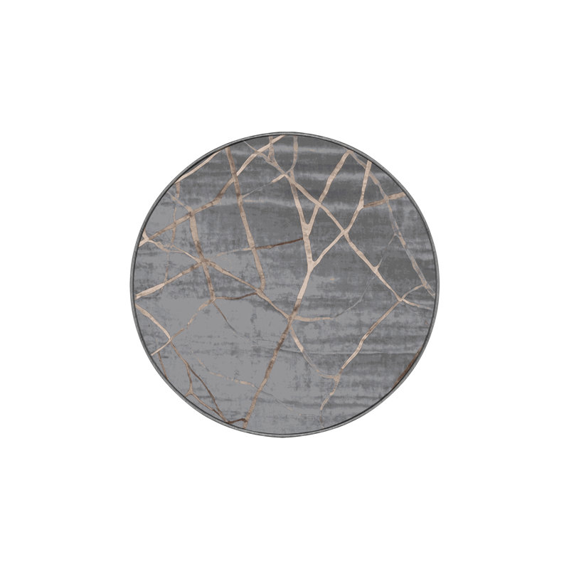 Machine Washable Gray Area Rug, Round 6'