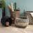 Round Resin Woven Wicker Basket with Handles