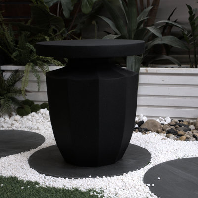 Table d'appoint décorative pour patio, H 20,3 po, faux moderne, table à bagage résistante aux intempéries - pour l'entrée et l'extérieur