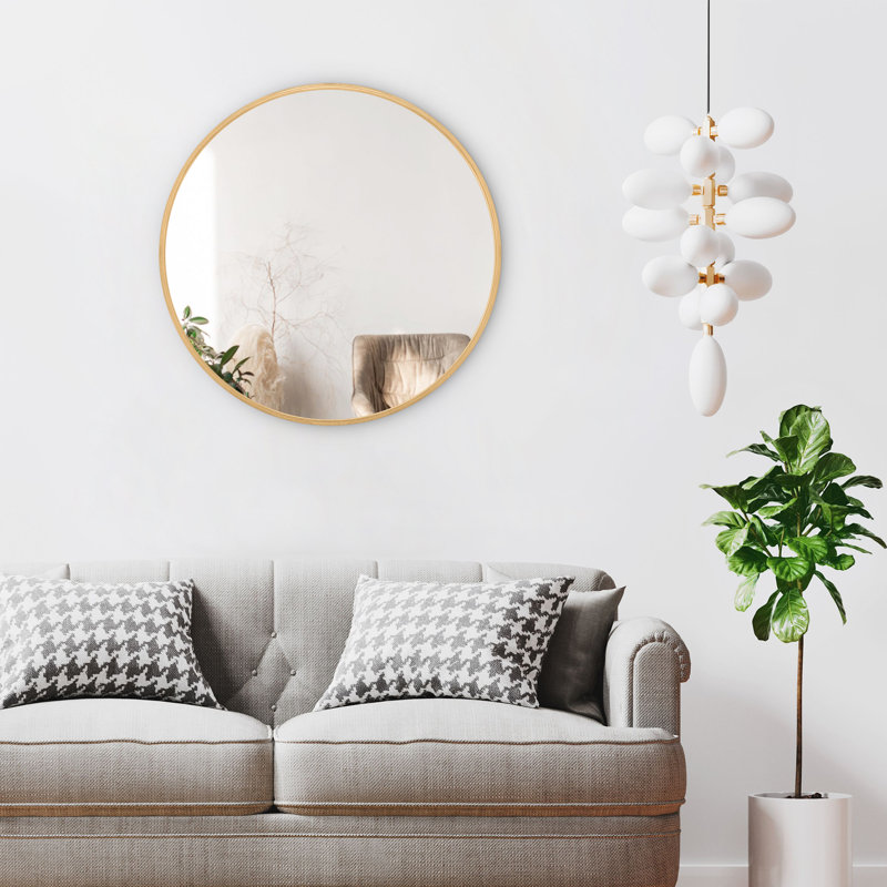 Miroir mural moderne à cadre rond, 24 po x 24 po, Or