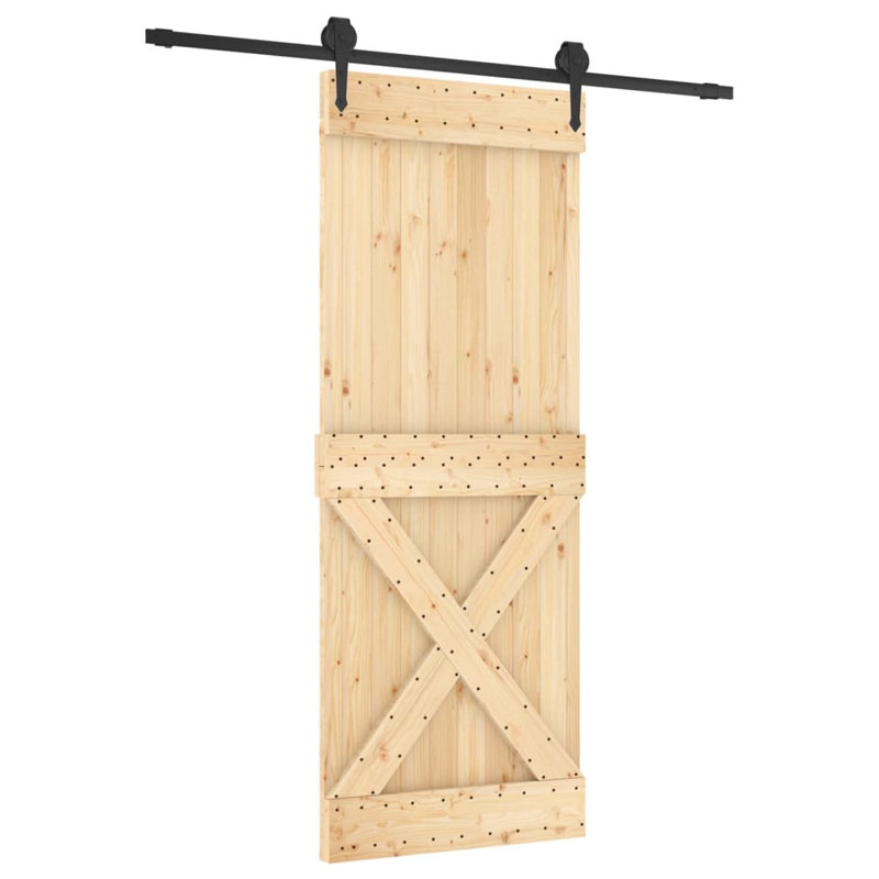Porte coulissante avec quincaillerie Vidaxl, 27,6 po x 82,7 po, Noir/naturel