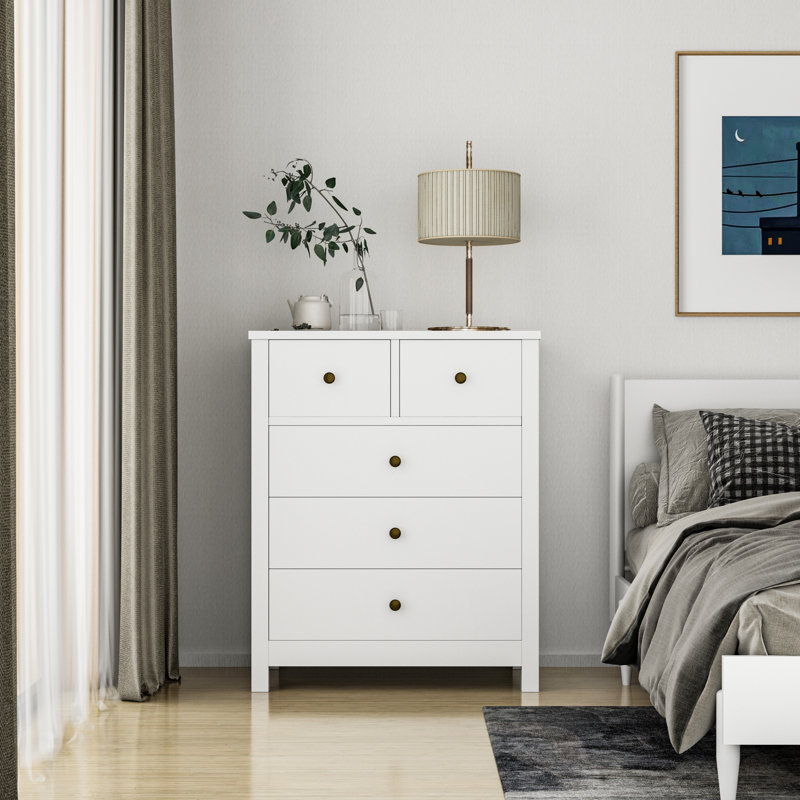 Commode 5 tiroirs 29,1 po Dairine, Blanc