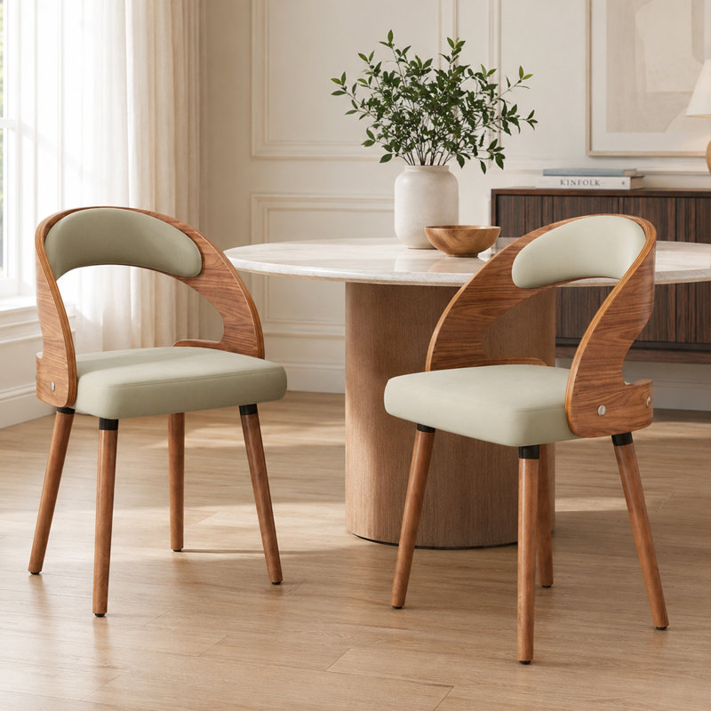 Chaise d'appoint de salle à manger avec cadre rembourré Modern, Vert