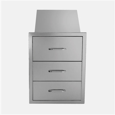 Outdoor Kitchen Drawers Stainless Steel, Flush Mount Triple Drawer,  18Wx23Hx23D with Stainless Steel Handle, BBQ Drawers for Outdoor Kitchens or BBQ Island
