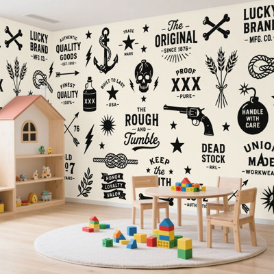 Murale auto-adhésive moderne pour la chambre à coucher avec imprimé whisky L 100 po x l 144 po Peel and Stick