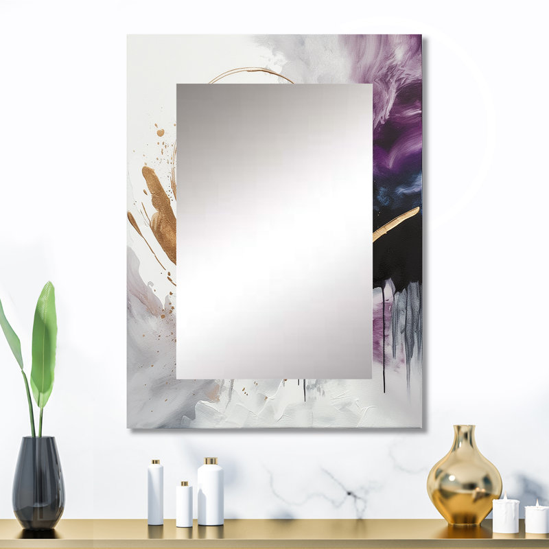 Circlar Design Solid Marble Art II - miroir mural unique en marbre, miroir doré, impression d'art en métal, 32 po x 24 po