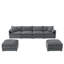 Chenille modulaire de 136 po avec coussins doubles et repose-pieds amovibles, canapé en U en forme de nuage pour le salon, siège profond 6 places, repose-pieds