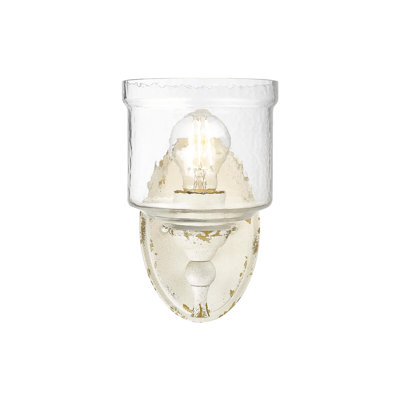 Iselle 1 Light Wall Sconce with Hammered Water Glass Shade