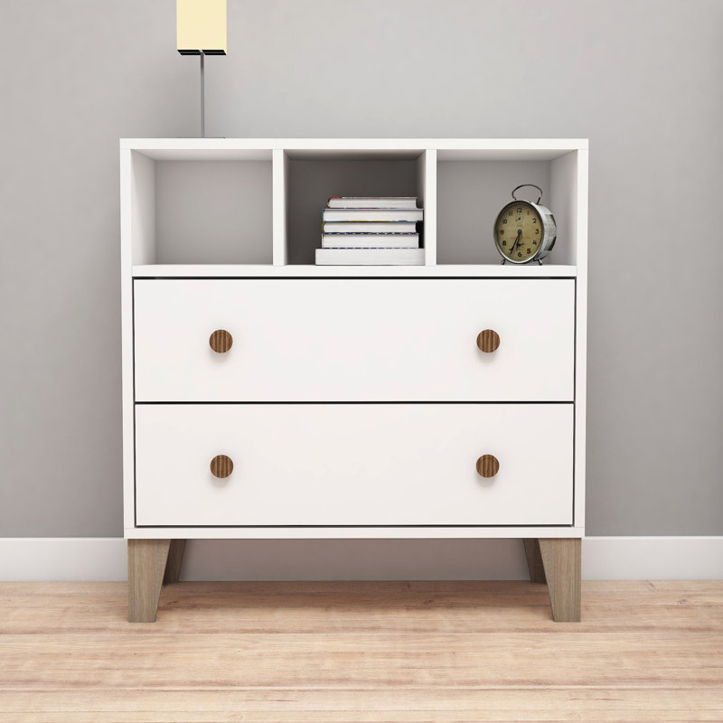 Commode 2 tiroirs Burrier, Blanc