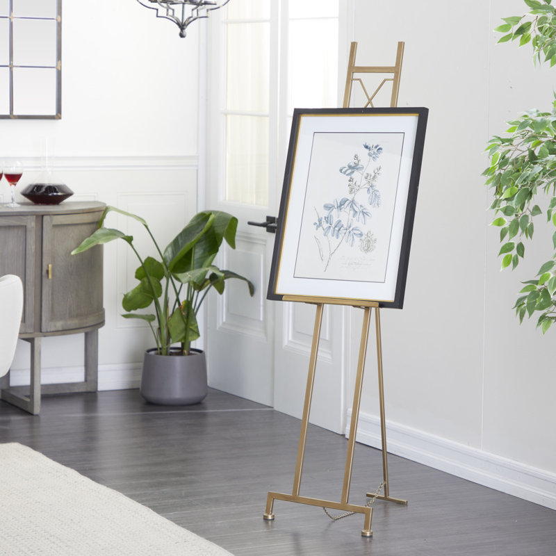 Chifor Metal Free Standing Adjustable Display Stand Easel with Chain Support, 57.20" H x 18.50" W x 15.50" D, Gold